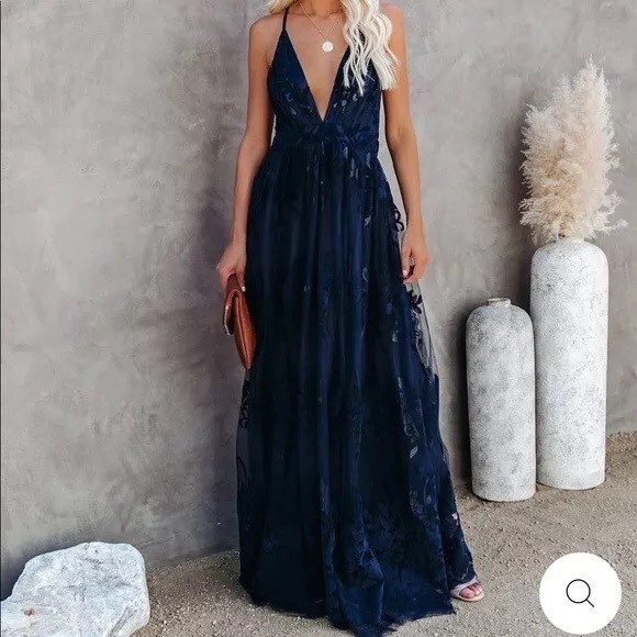 Yveine Lace Gown Dark Blue main image 0